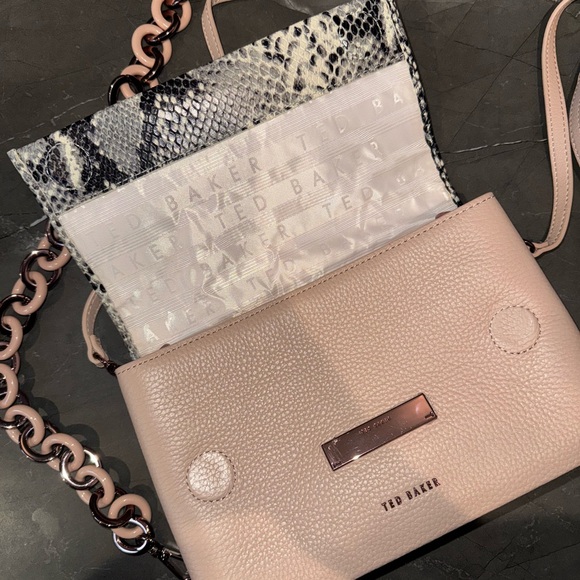 Ted Baker Black and Cream Snake Print Crossbody Bag - Picture 3 of 8